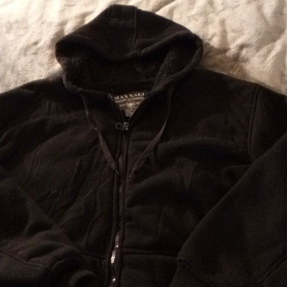 MAXXSEL MENS MED BLACK FLEECE HOODIE - Picture 4 of 7